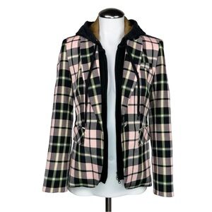 $698 VERONICA BEARD Plaid Dickey Blazer Jacket Sz 2 Pink/Black